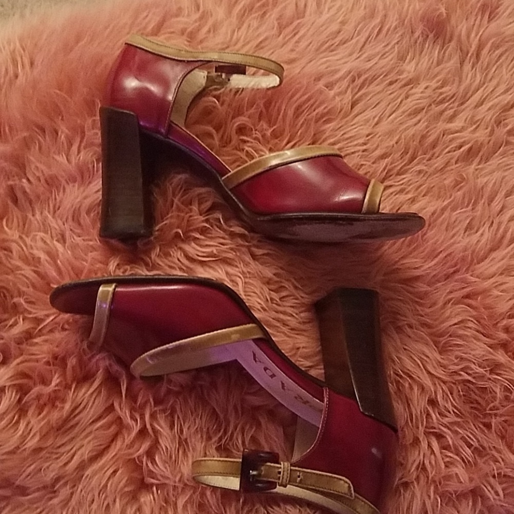 AUTHENTIC PRADA RED BLOCK HEELS!
